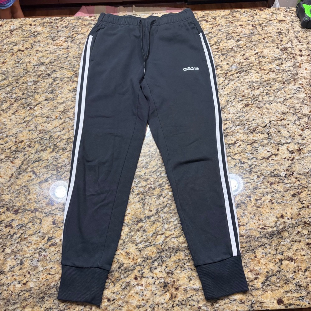 Adidas Essentials Boy XS 3-Stripes Joggers Black White XS Fleece Sweatpants ws